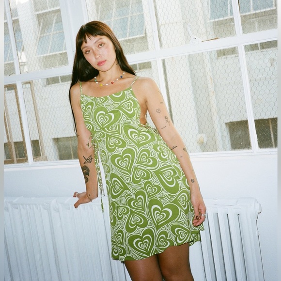 LISA SAYS GAH Yolande Mini Dress in Wild Hearts Green